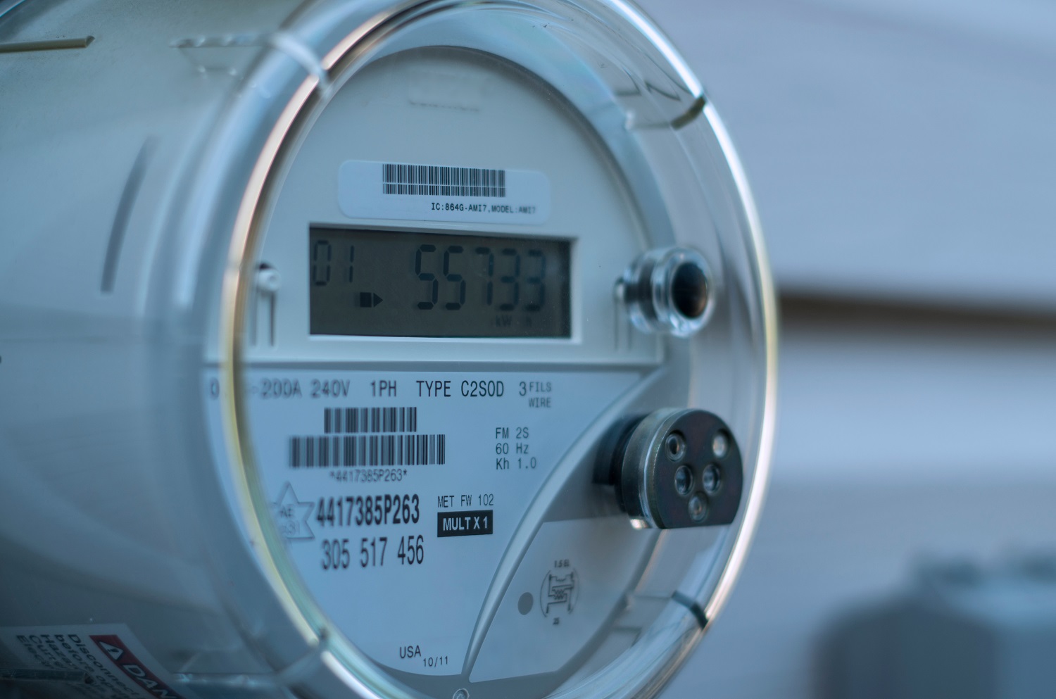 A smart electricity meter measuring a home’s energy consumption